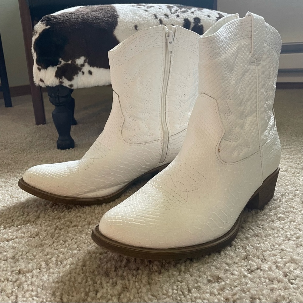 White Ankle Cowboy Boots